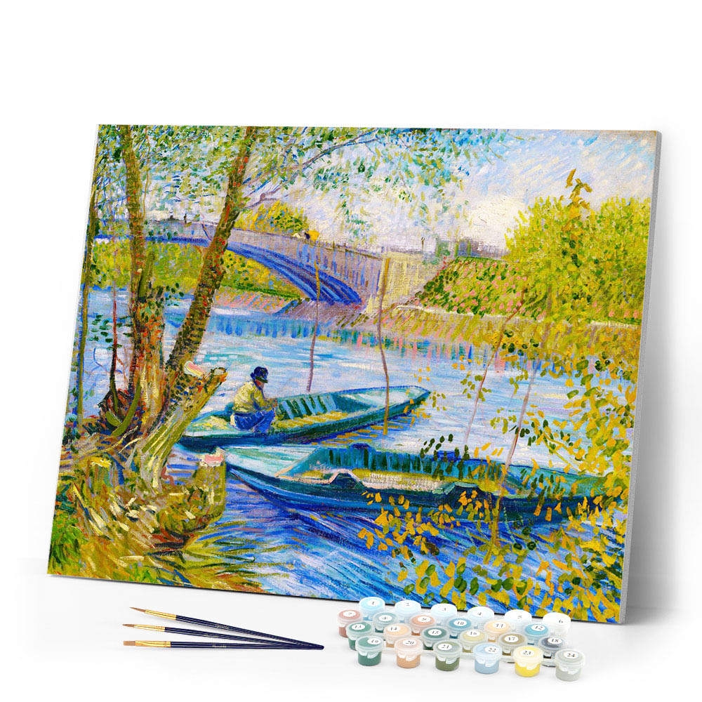 Paint by numbers | Fishing in spring Pont de Clichy - Van Gogh | ships and boats advanced new arrivals landscapes reproduction | Figured'Art