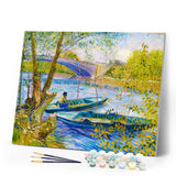 Paint by numbers | Fishing in spring Pont de Clichy - Van Gogh | ships and boats advanced new arrivals landscapes reproduction | Figured'Art
