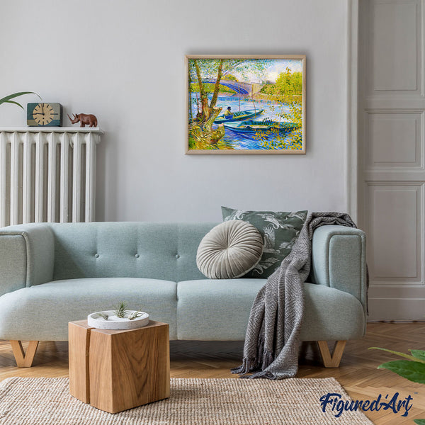 Paint by numbers | Fishing in spring Pont de Clichy - Van Gogh | ships and boats advanced new arrivals landscapes reproduction | Figured'Art