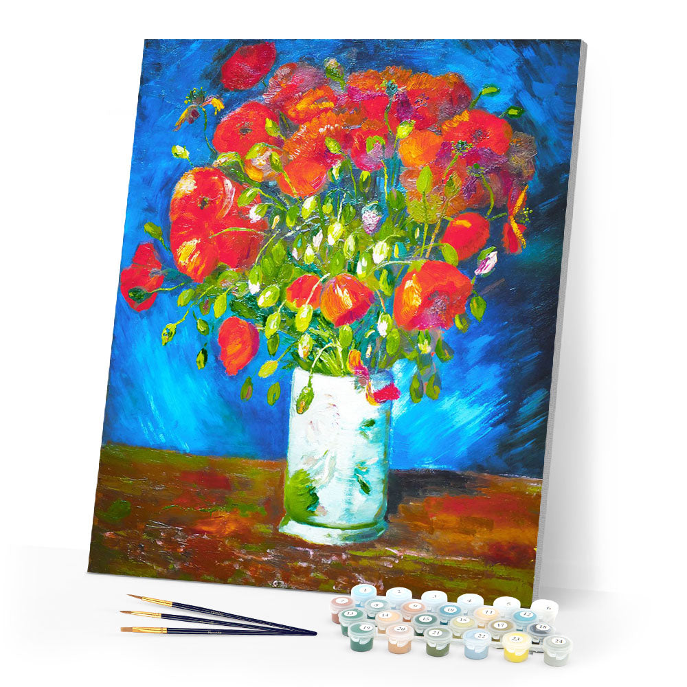 Paint by numbers | Vase with poppies - Van Gogh | flowers intermediate new arrivals reproduction | Figured'Art