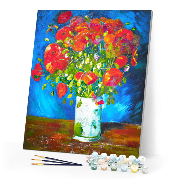 Paint by numbers | Vase with poppies - Van Gogh | flowers intermediate new arrivals reproduction | Figured'Art
