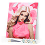 Paint by numbers kit Blonde Diva in Pink Figured'Art