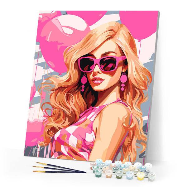 Paint by numbers kit Pink Balloons and the Diva Figured'Art