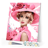 Paint by numbers kit Diva in a Pink Chapeau Figured'Art