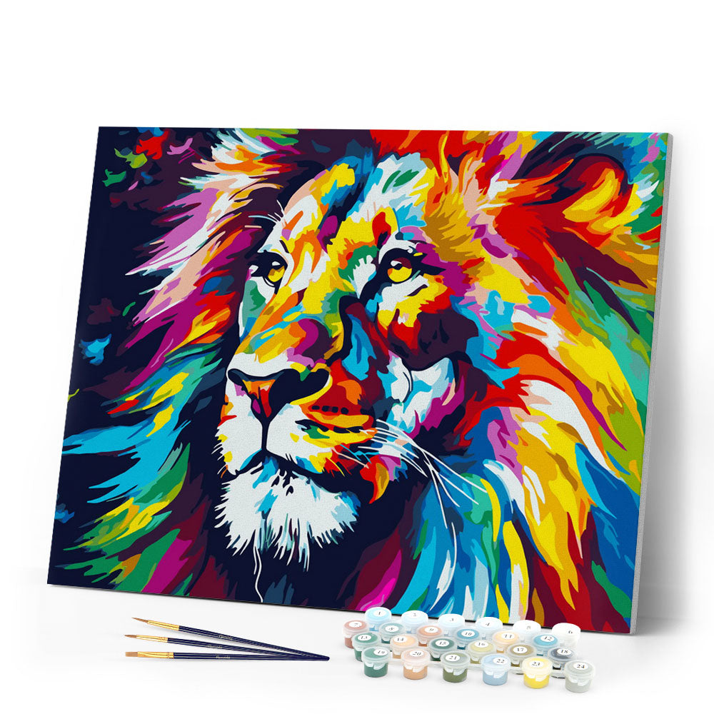 Paint by numbers kit Colorful Abstract Lion Figured'Art