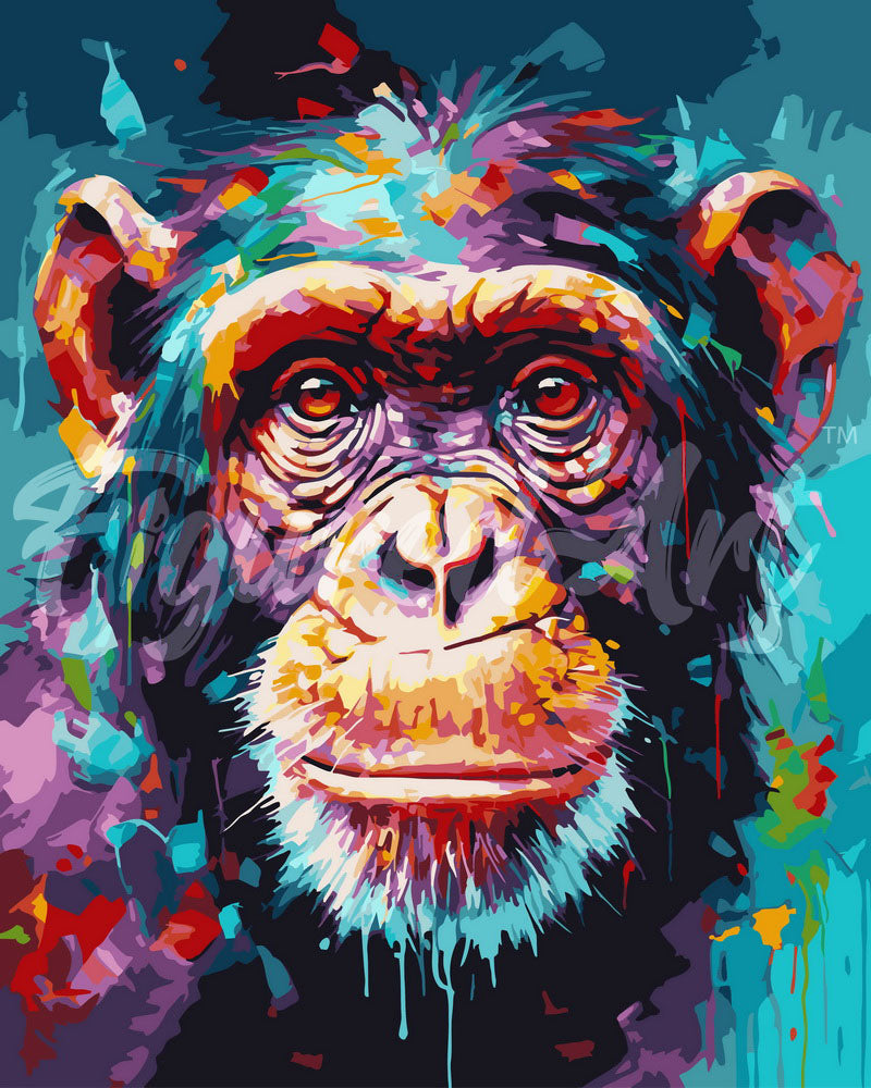 Paint by Numbers - Colorful Abstract Chimpanzee – Figured'Art