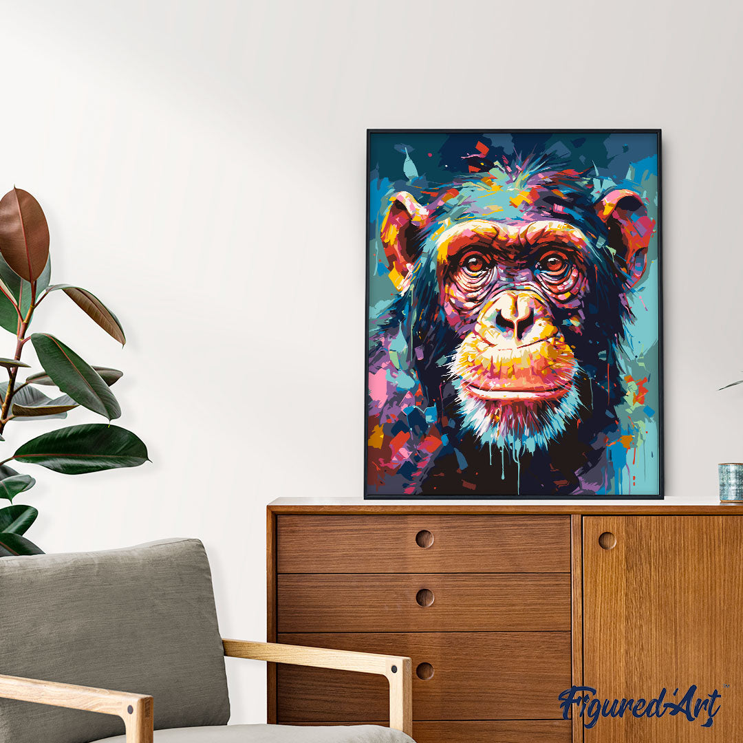 Paint by Numbers - Colorful Abstract Chimpanzee – Figured'Art