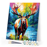 Paint by numbers kit Colorful Abstract Moose Figured'Art