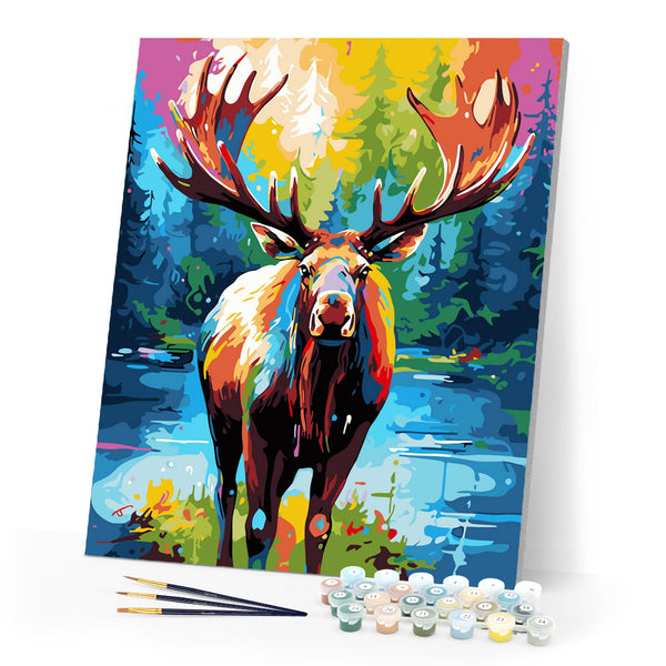 Paint by numbers kit Colorful Abstract Moose Figured'Art