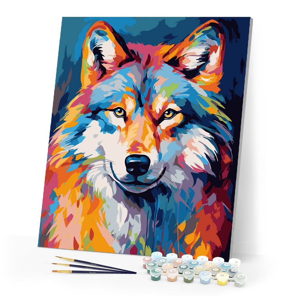 Paint by numbers kit Colorful Abstract Wolf Figured'Art