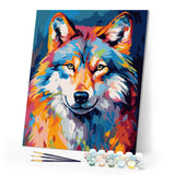 Paint by numbers kit Colorful Abstract Wolf Figured'Art