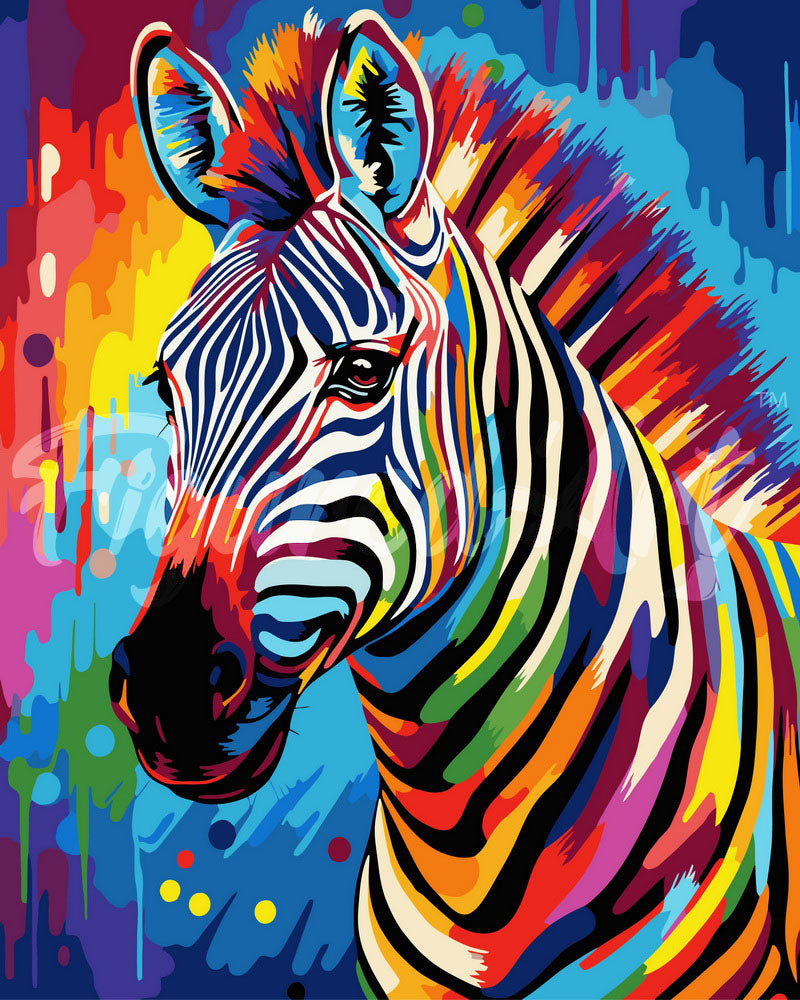 Paint by Numbers - Colorful Abstract Zebra – Figured'Art
