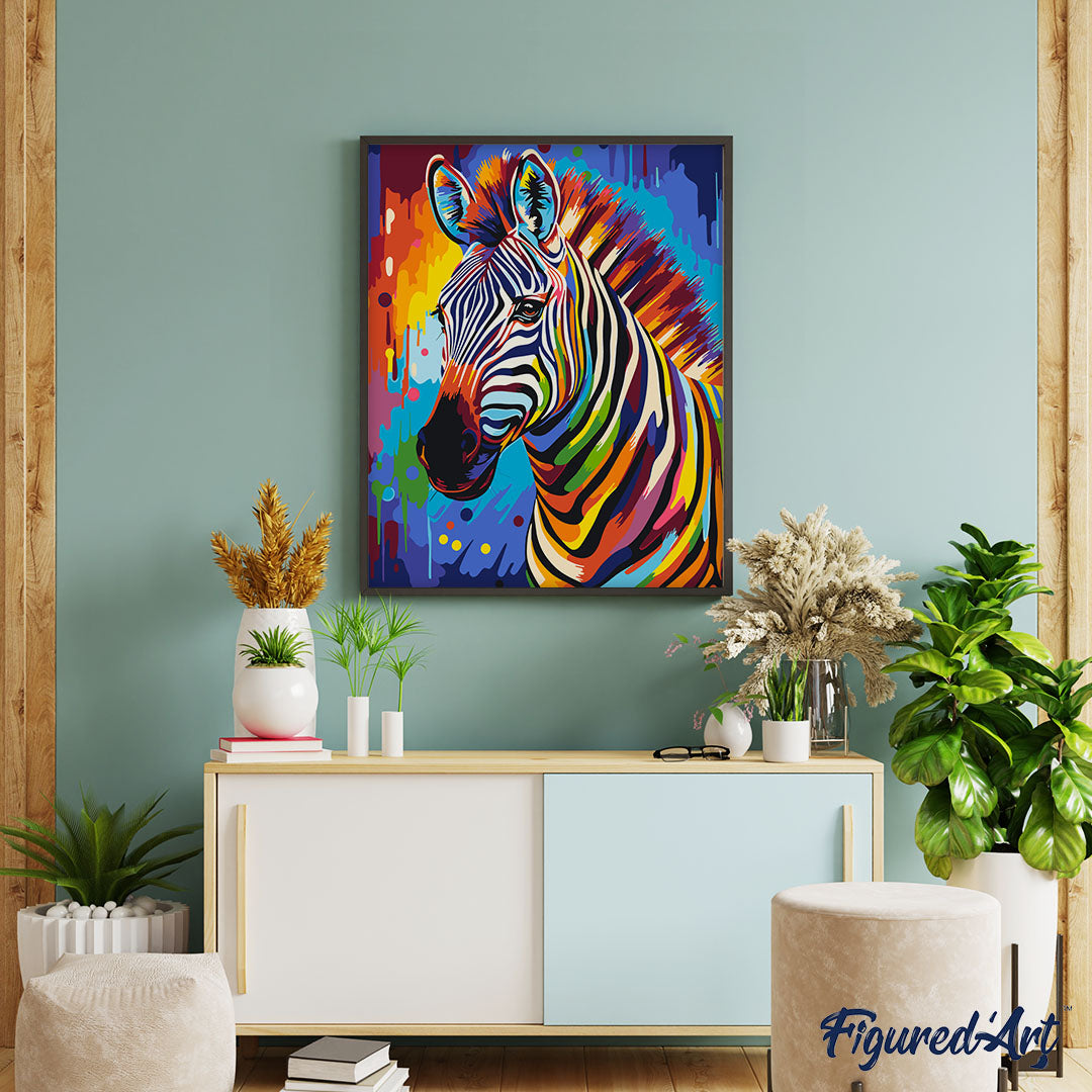 Paint by Numbers - Colorful Abstract Zebra – Figured'Art US