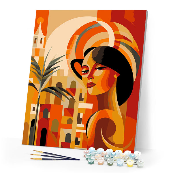 Paint by numbers kit Art Deco Woman in Cuba Figured'Art