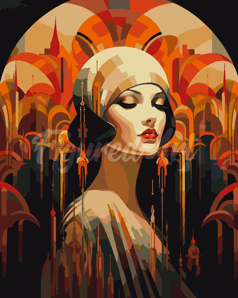 ART & DECORATION 号数4 Paint by Numbers for adults - Art Deco Woman – Figured'Art