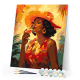 Paint by numbers kit Art Deco Woman with a Glass Figured'Art