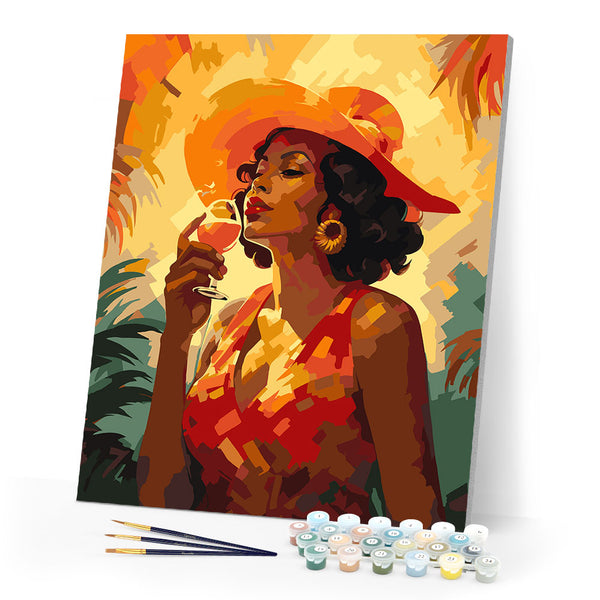 Paint by numbers kit Art Deco Woman with a Glass Figured'Art