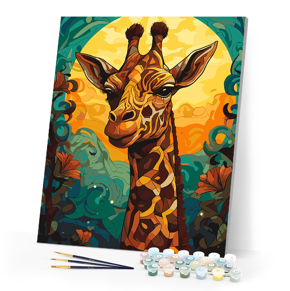 Paint by numbers kit Giraffe Art Deco Figured'Art