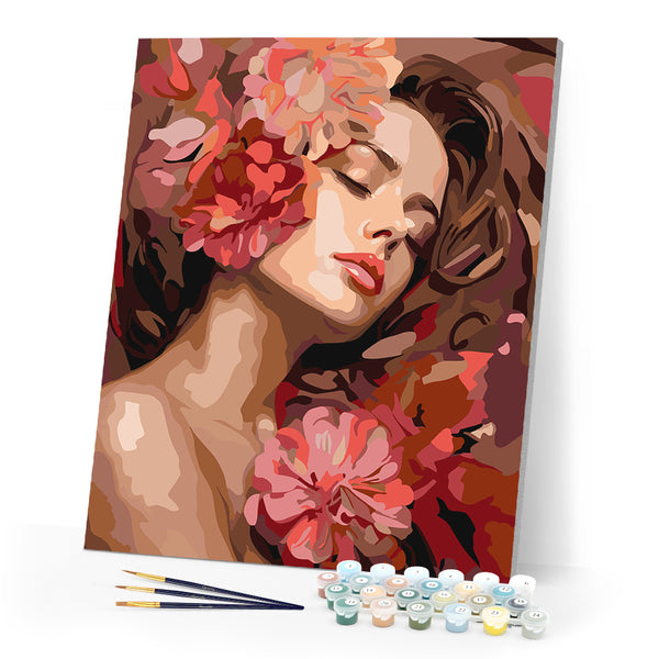 Paint by numbers kit Camellias Sleeping Beauty Figured'Art