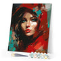 Paint by numbers kit Woman in Red Scarf Figured'Art