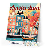 Paint by numbers kit Travel Poster Amsterdam in Bloom Figured'Art