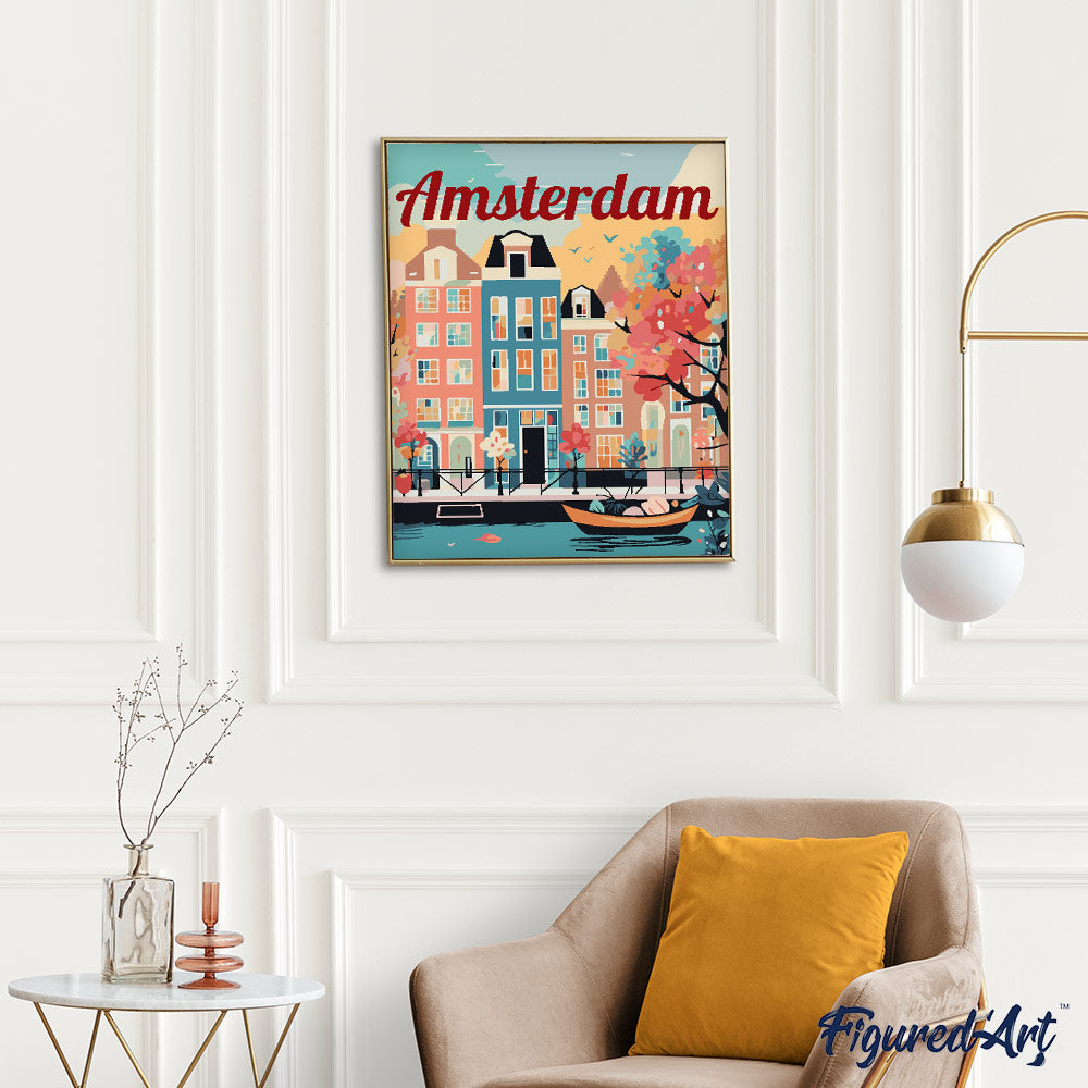 Paint by Numbers for adults - Travel Poster Amsterdam in Bloom