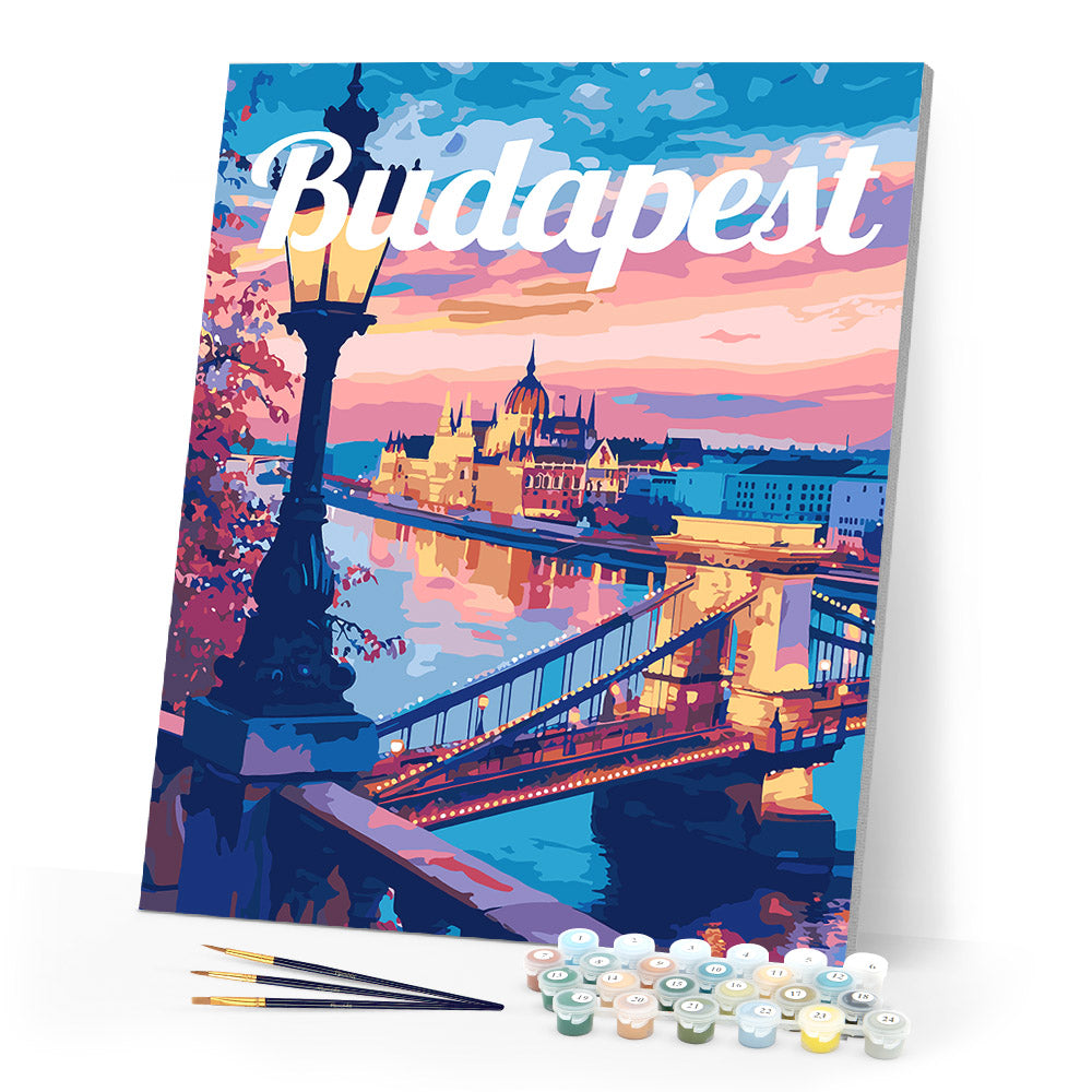 Paint by numbers kit Travel Poster Budapest at Dusk Figured'Art