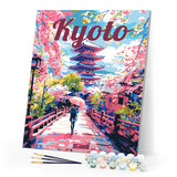 Paint by numbers kit Travel Poster Kyoto in Bloom Figured'Art