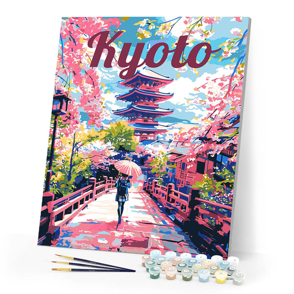 Paint by numbers kit Travel Poster Kyoto in Bloom Figured'Art