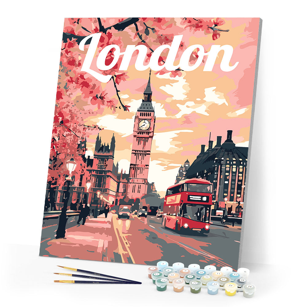 Paint by numbers kit Travel Poster London in Bloom Figured'Art