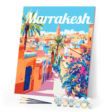 Paint by numbers kit Travel Poster Marrakesh Morocco Figured'Art