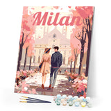 Paint by numbers kit Travel Poster Milan in Bloom Figured'Art