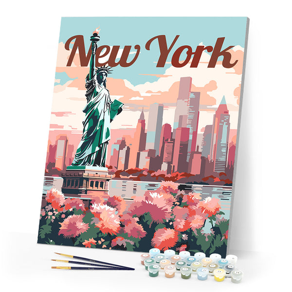 Paint by numbers kit Travel Poster New York in Bloom Figured'Art