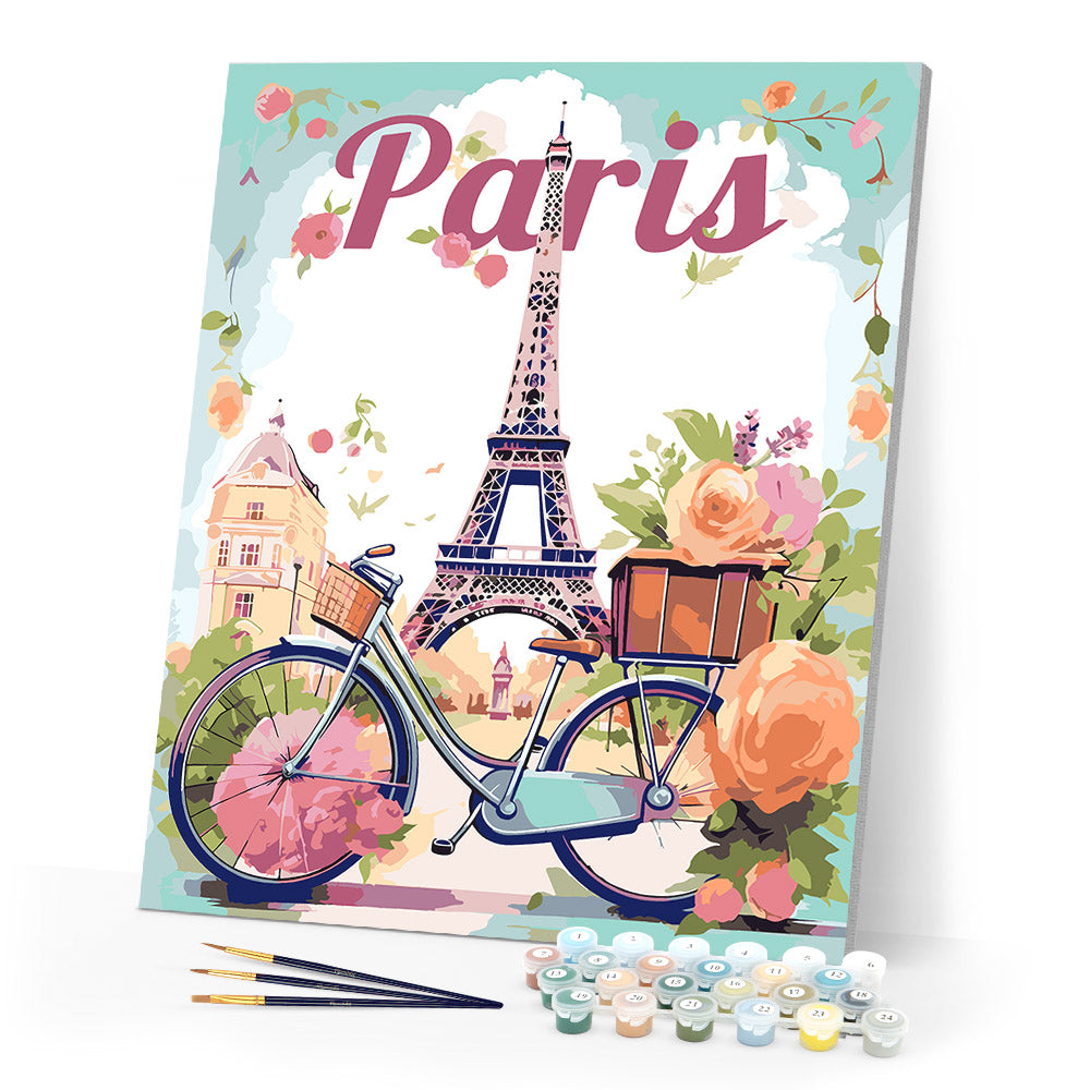 Paint by numbers kit Travel Poster Paris in Bloom Figured'Art