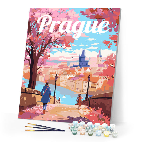 Paint by numbers kit Travel Poster Prague in Bloom Figured'Art