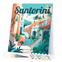 Paint by numbers kit Travel Poster Santorini in Bloom Figured'Art