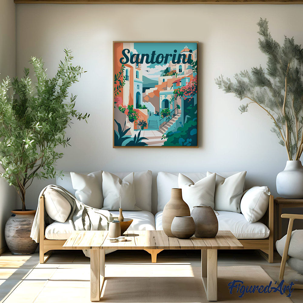 Travel Poster Santorini in Bloom