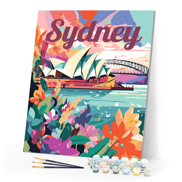 Paint by numbers kit Travel Poster Sydney Figured'Art