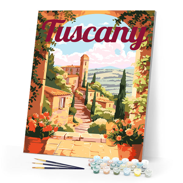 Paint by numbers kit Travel Poster Tuscany in Bloom Figured'Art