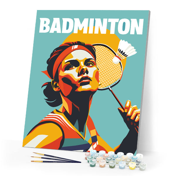 Paint by numbers kit Sport Poster Badminton Figured'Art