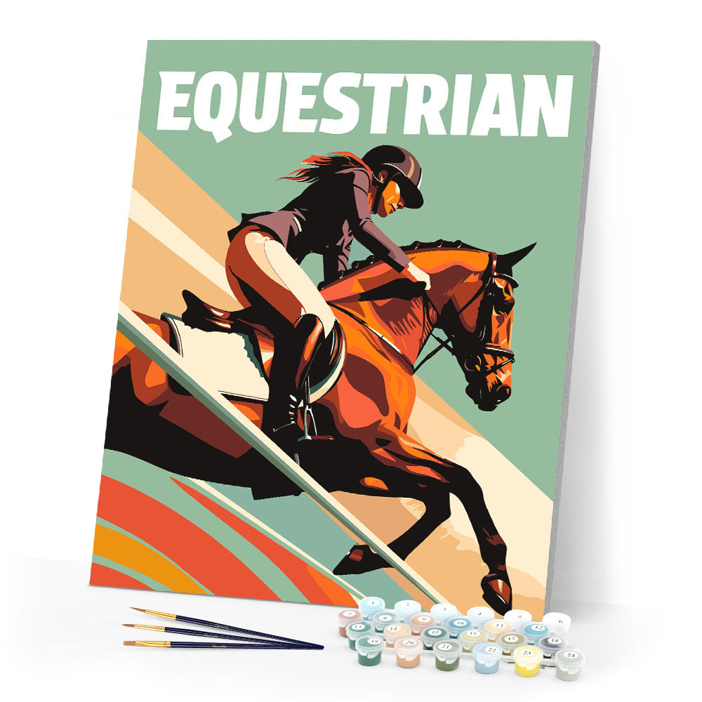 Paint by numbers kit Sport Poster Equestrian Figured'Art