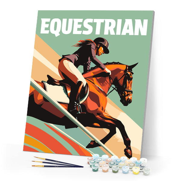 Paint by numbers kit Sport Poster Equestrian Figured'Art