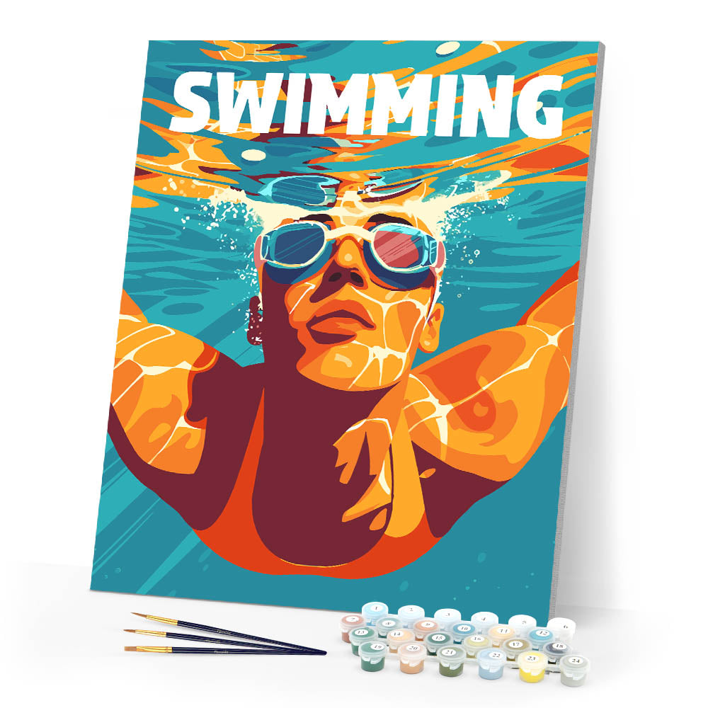 Paint by numbers kit Sport Poster Swimming Figured'Art