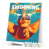 Paint by numbers kit Sport Poster Swimming Figured'Art
