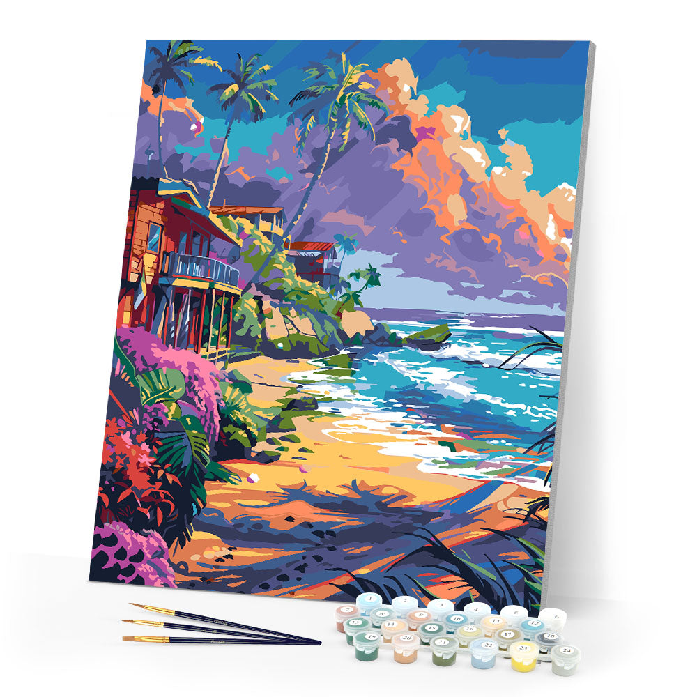 Paint by numbers kit Beachside houses Figured'Art