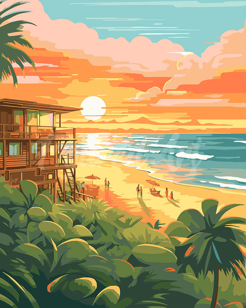 Paint by Numbers for adults - Beach Club at Sunset – Figured'Art