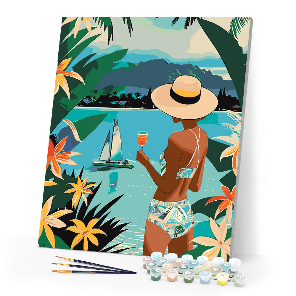 Paint by numbers kit Lady and Ocean Figured'Art