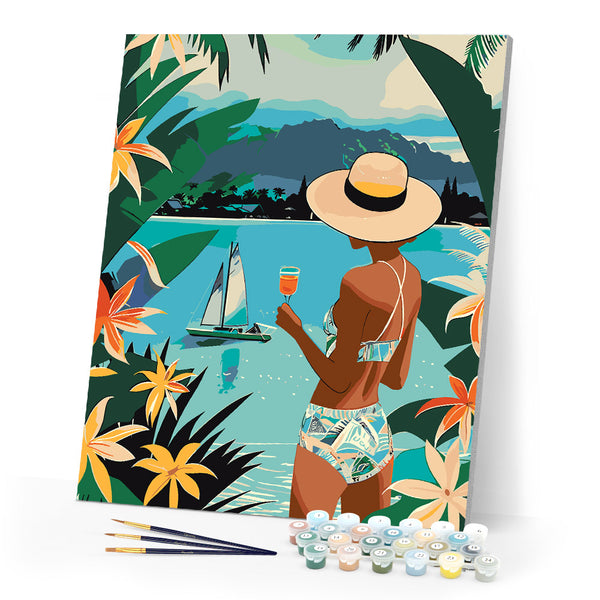 Paint by numbers kit Lady and Ocean Figured'Art