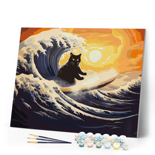 Paint by numbers kit The Great Wave of the Black Cat Figured'Art