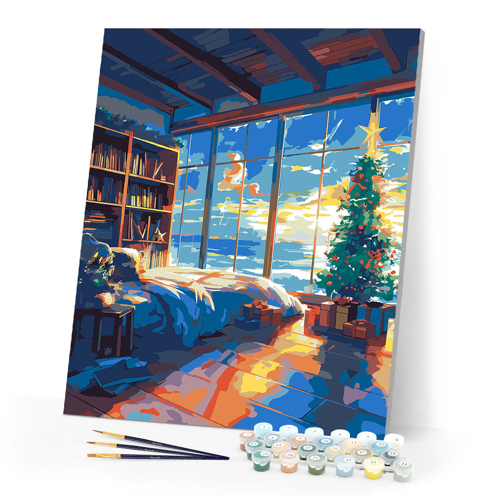 Paint by numbers kit Beachside Christmas Room Figured'Art